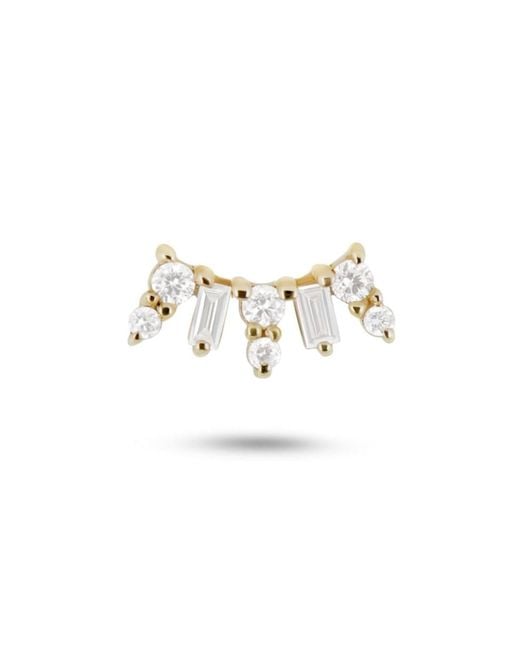 Zohreh White Diamond Fan Flat Back Earring 9K