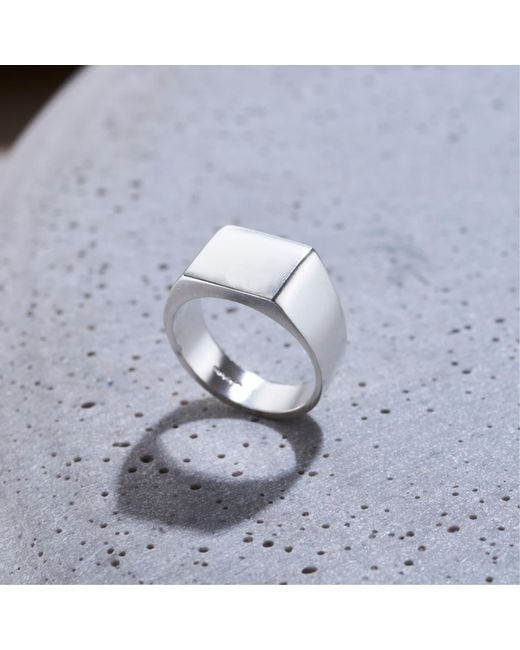 Posh Totty Designs White Sterling Silver Unisex Signet Ring for men