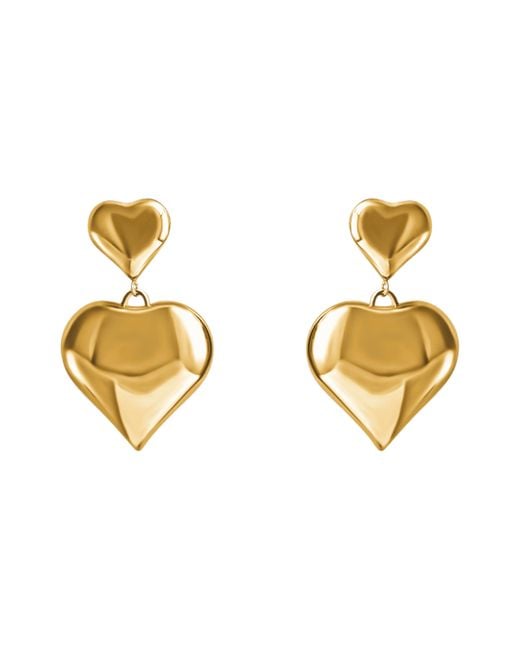 Laura Gray Metallic Double Puffed Heart Post Earrings