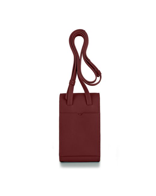 godi. Red Handmade Adjustable Leather Phone Bag With Pocket