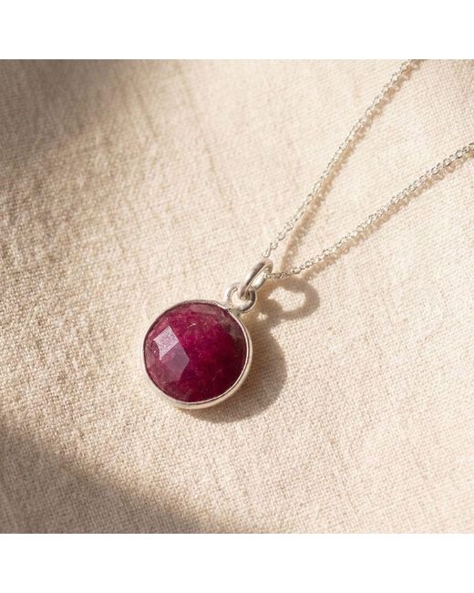 Harfi Purple Sterling Round Ruby Necklace