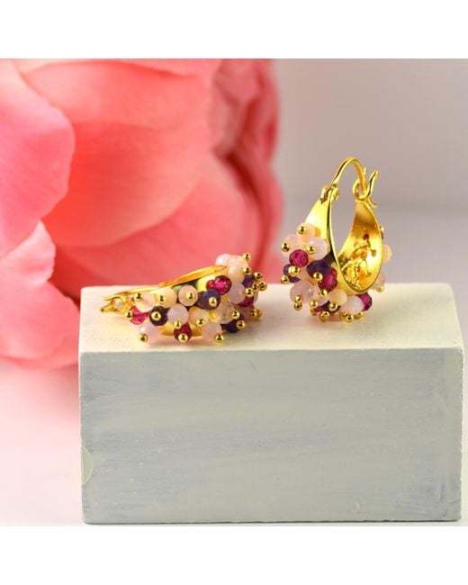 GEM BAZAAR Metallic Bejewelled Hoops