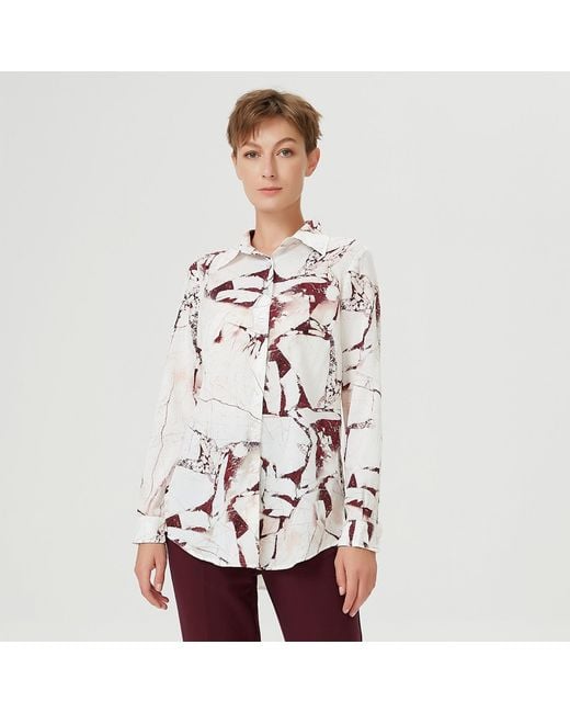 Smart and Joy Pink Straight Shirt With Marble Effect Print