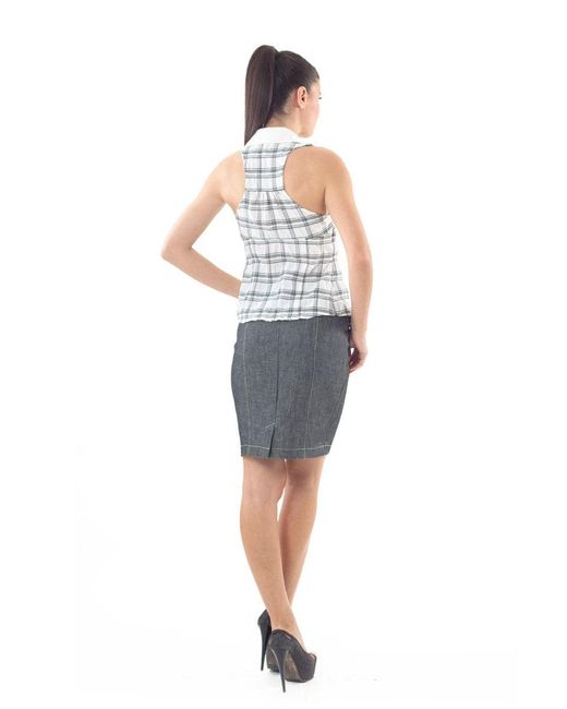 Conquista Blue Sleeveless Check Shirt
