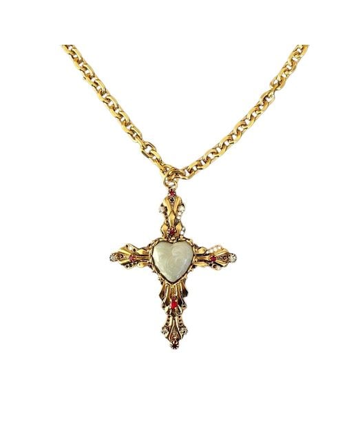 Vstyle Metallic Opaline Sacred Heart Cross Necklace