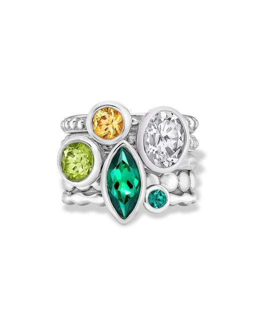 Dower & Hall Green Envy Twinkle Stacking Rings Set