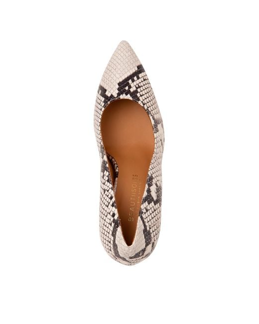 Beautiisoles by Robyn Shreiber Made in Italy White Neutrals Pippa Natural Animal Print Leather Pump With Comfortable Platform Dressy Work & Elegant Evening