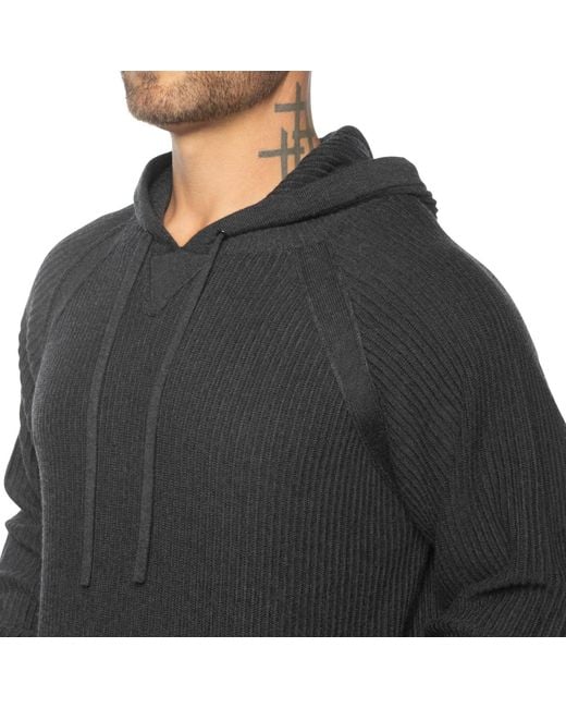 Weston Jon Boucher Black Dune Ottoman Knit Luxury Hoodie With Silk & Wool for men