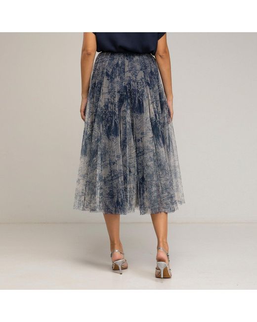 Tantra Spain Sl Blue Print Tulle Skirt With Multiple Layers And A-Line Cut With Elastic Waistband
