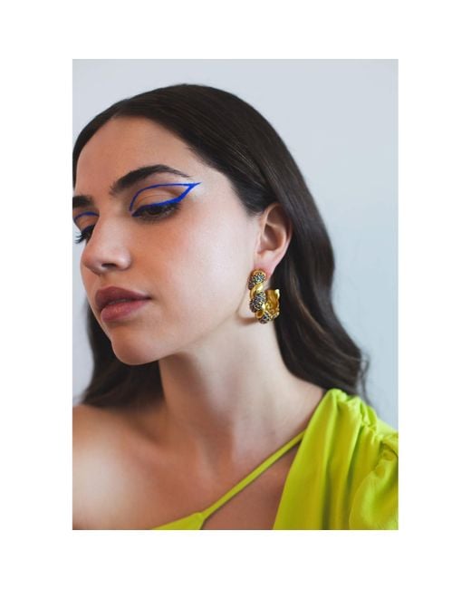 Lavani Jewels Multicolor Blue & Gold Plated Paramount Hoops