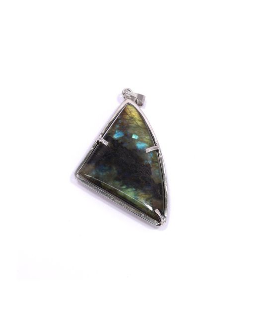 Mineralgems•Studio Multicolor Iridescent Labradorite Pendant With Sterling Chain