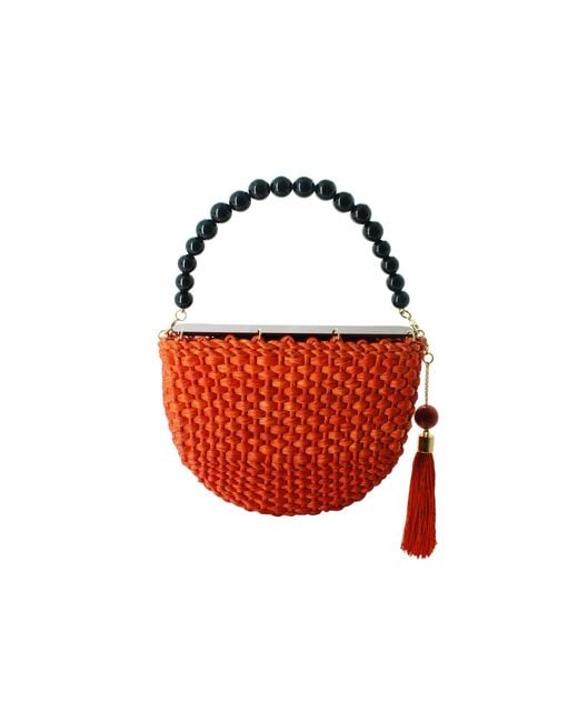 Gissa Bicalho Red Handmade Acrylic Bag Haf Moon Butterfly