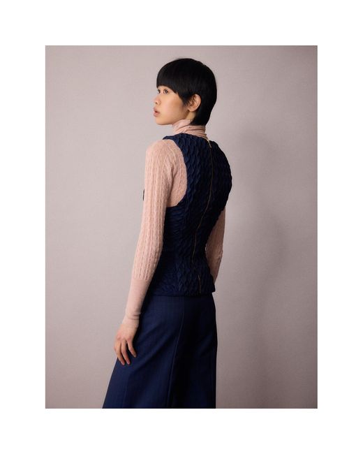 Amanda Thompson Couture Blue Marlo Pleated Waistcoat & Pinstripe Italian Wool