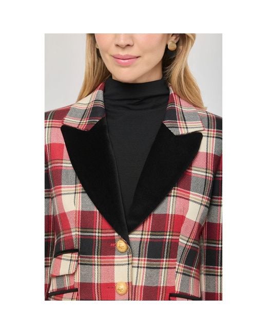 The Extreme Collection Red Neutrals Tartan Wool Blazer Duncan
