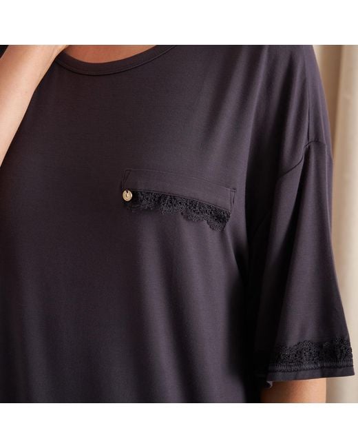 Pretty You London Black Bamboo Lace Tee Dress