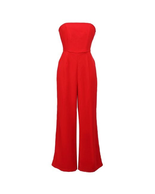 Smart and Joy Red Minimalist Bustier Jumpsuit