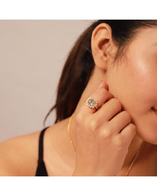 GEM BAZAAR Metallic Diana Topaz Pearl Ring