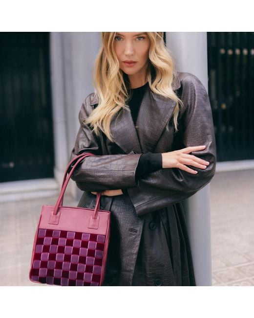 Velvet Atelier Red Pat Mauve Shoulder Bag