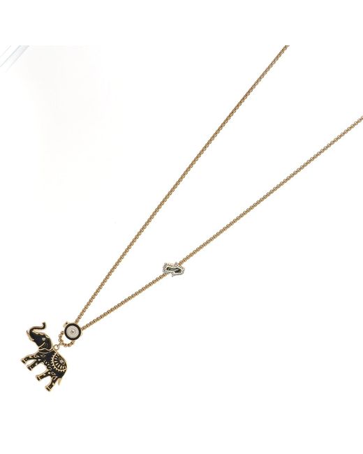 Ebru Jewelry Metallic Spiritual Elephant Talisman Long Chain Necklace