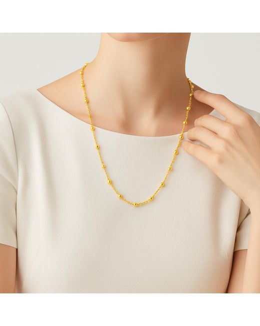 Unaloe Metallic Modern Long Plated Sterling Beaded Necklace – Layering Chain For