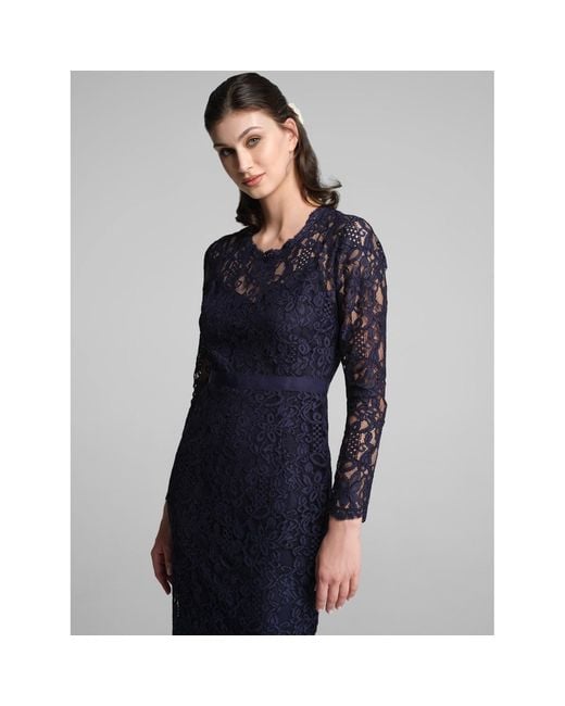 Rumour London Blue Chiara Long Sleeve Lace Dress