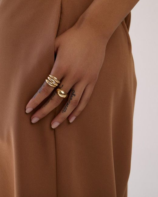 Öugie Metallic The Dome Ring With Diamond Line