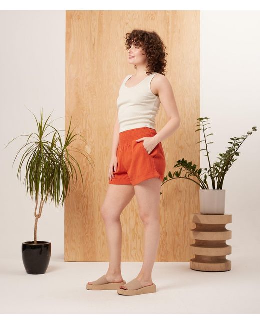 Known Supply Red Gauze Shorts