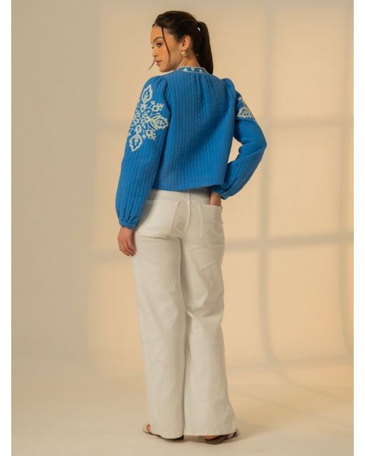 Rose & Nancy Blue Lori Embroidered Quilted Jacket