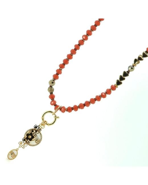 Ebru Jewelry Metallic Journey Of Love Mom Pendant Beaded Necklace