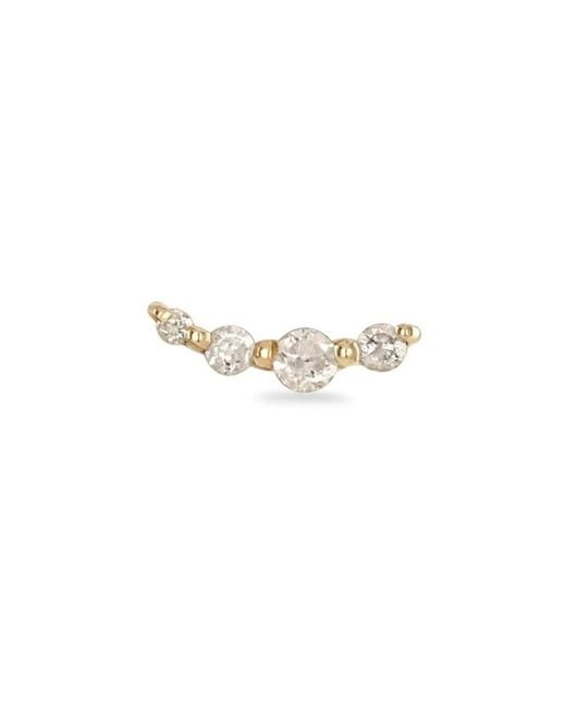 Zohreh White Neutrals Graduated Diamond Curve Flat Back Earring 14K