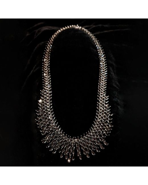 SALLY SKOUFIS Black Renaissance Cascade Necklace With Made Cz Diamond Stimulant