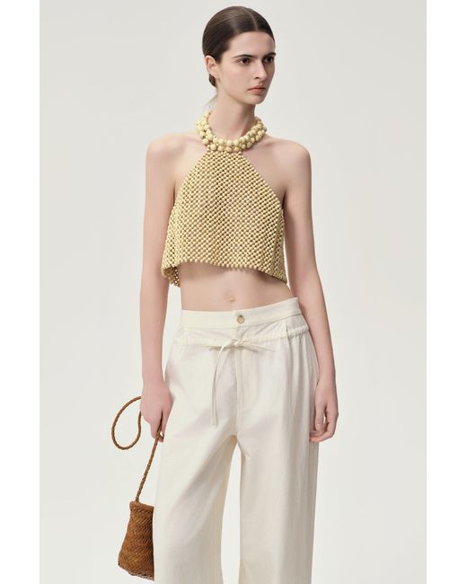 FRONT ROW SHOP Natural Reef Beaded Halter Top