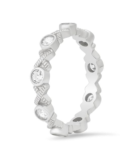 Kylie Harper White Sterling Diamond-Cut Xo Eternity Band Ring