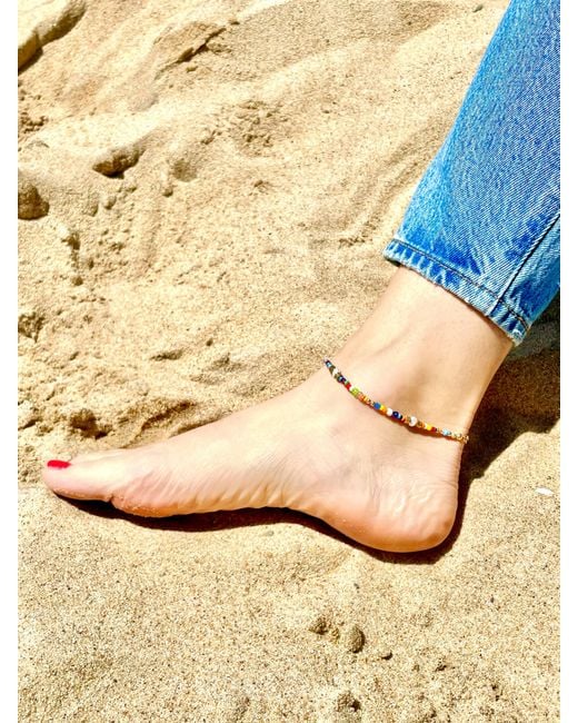 Olivia Le Metallic Jetsetter Beaded Anklet