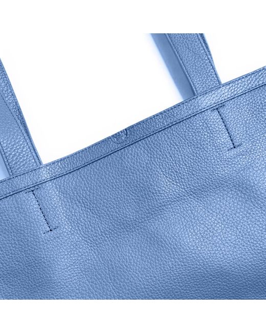 godi. Blue The Eva Handmade Leather Tote Bag