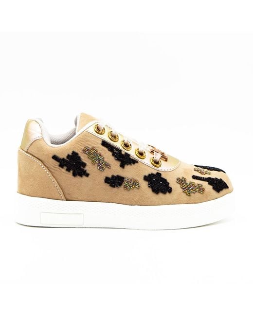 Rettrose Metallic Neutrals Madalyn Luxury Suede Handmade Embellished Tennis Shoe