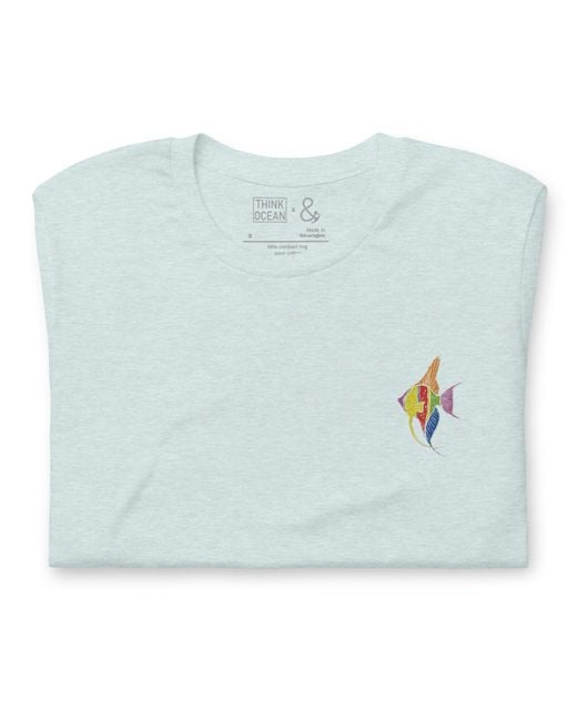 Anchor and Crew Blue Ice Think Ocean Fish Fluorescence Cotton Embroidered T-Shirt