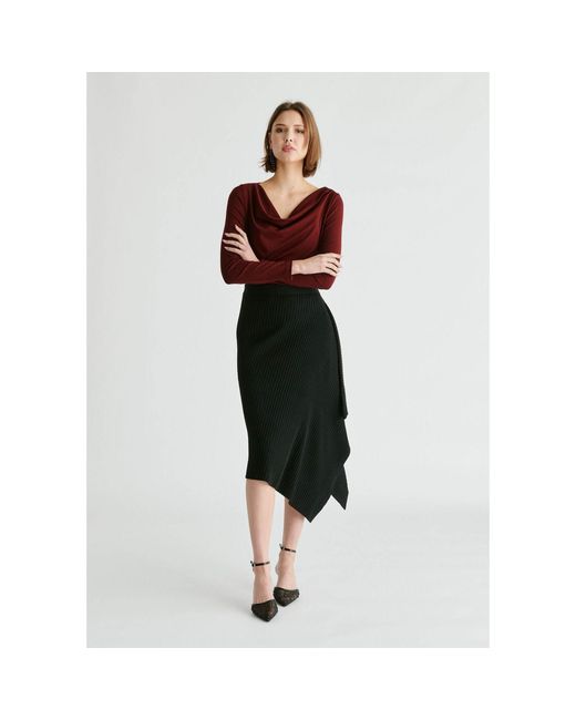 Paisie Black Draped Knitted Skirt