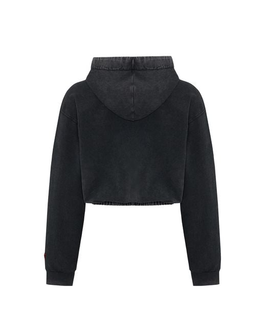 Pcfg Black Acid Washed Crop Hoodie