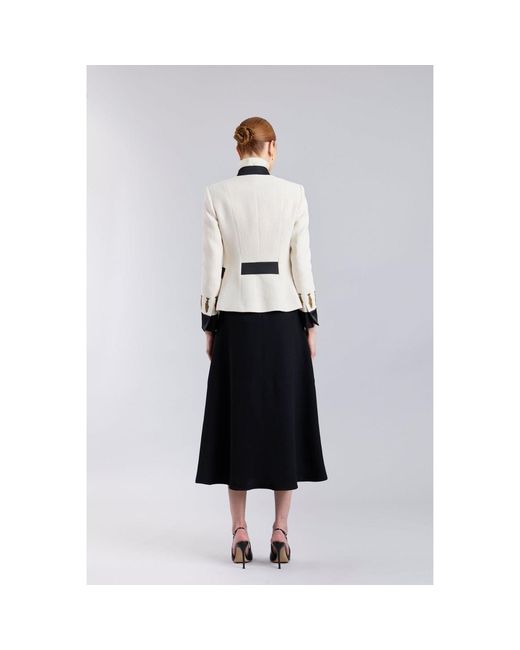 The Extreme Collection White Neutrals Ivory Military Tailored Blazer With Embroidery Nuvola