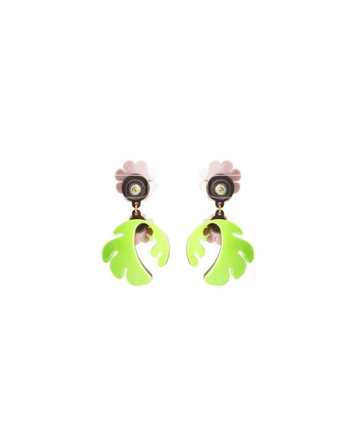 Gissa Bicalho White Handmade Acrylic Earring Cosmos Flower Avocate