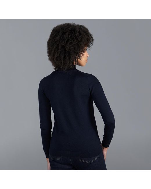 Paul James Knitwear Blue Pure Extra Fine Merino Wool High Neck Hayley Jumper