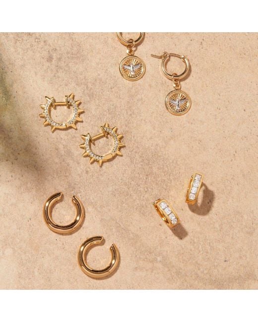 Glamrocks Jewelry Metallic Cz Princess Huggie Hoops
