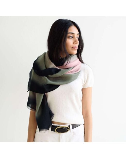 Variously Green Iris Kiwi Cashmere Merino Handwoven Scarf