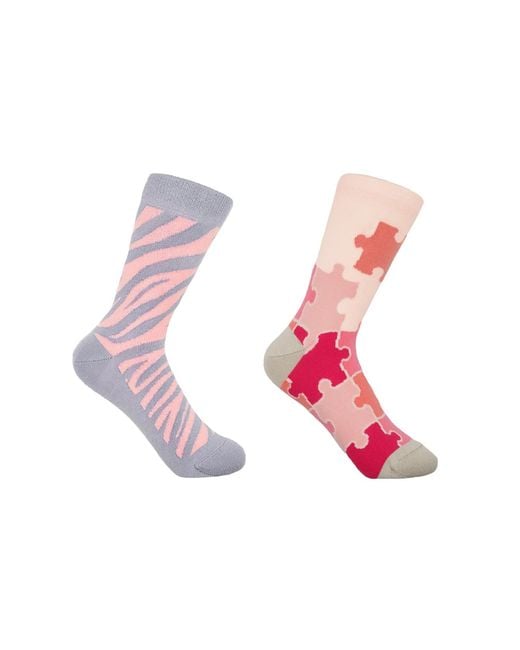 Peper Harow - Made in England Pink Zebra & Jigsaw Socks Bundle