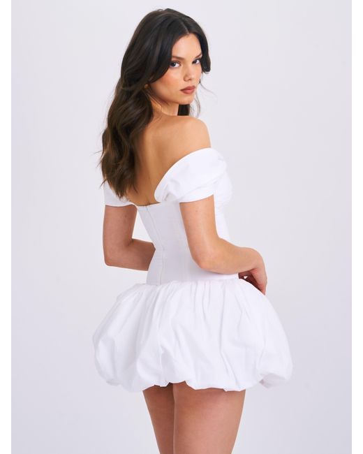 Miss Circle New York White Umika Bubble Hem Mini Dress