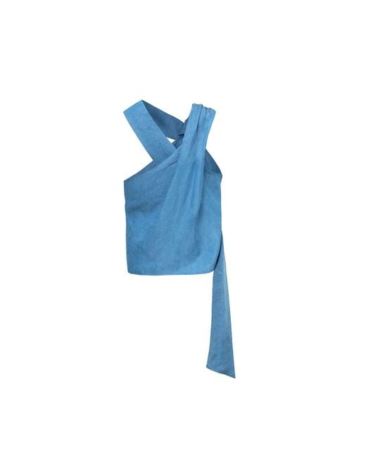 Audrey Vallens Blue Denim Affair Asymmetric Tencel Top Success