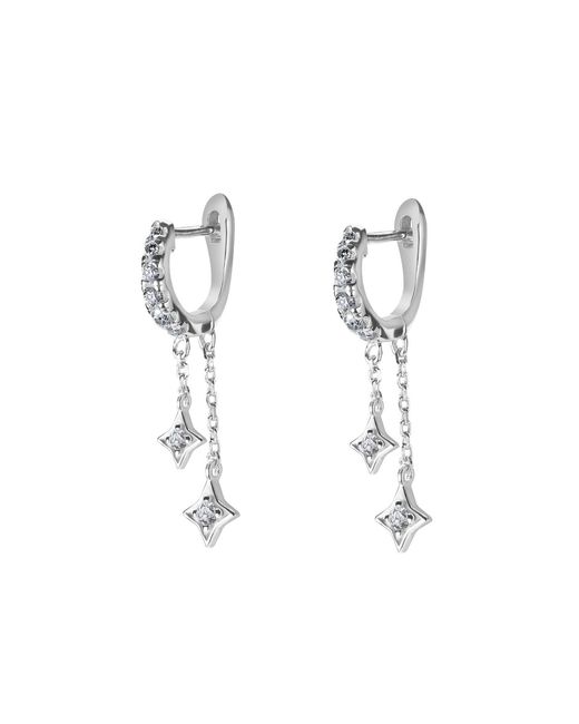 BLOOMTINE | Earth Angel HQ White Illuminess Sterling Shooting Star Moissanite Huggies
