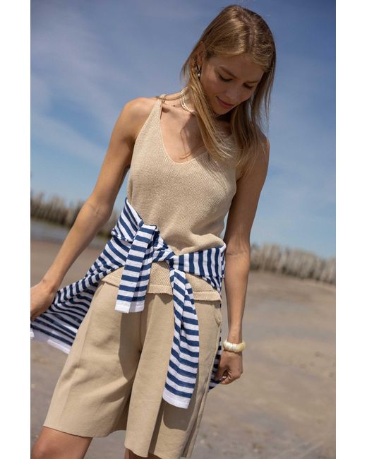 SALANIDA Natural Neutrals Mare 100% Linen Tank Top Sand
