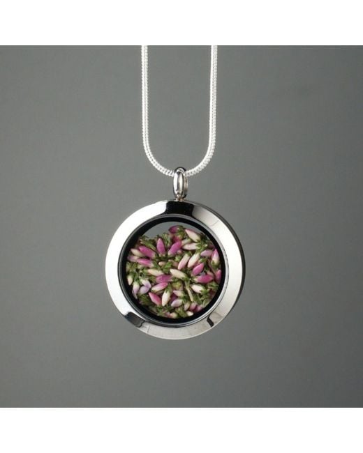 My Little Nature White Designer Jewelry Handmade Pendant Necklace With Natural Scottish Heather Flowers – Floral Jewelry